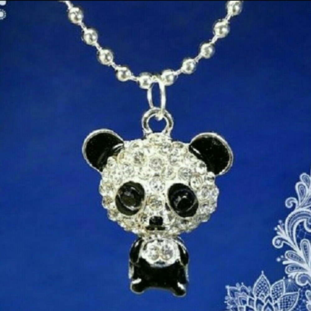 🌹CZ Studed Bobble Head Panda Necklace